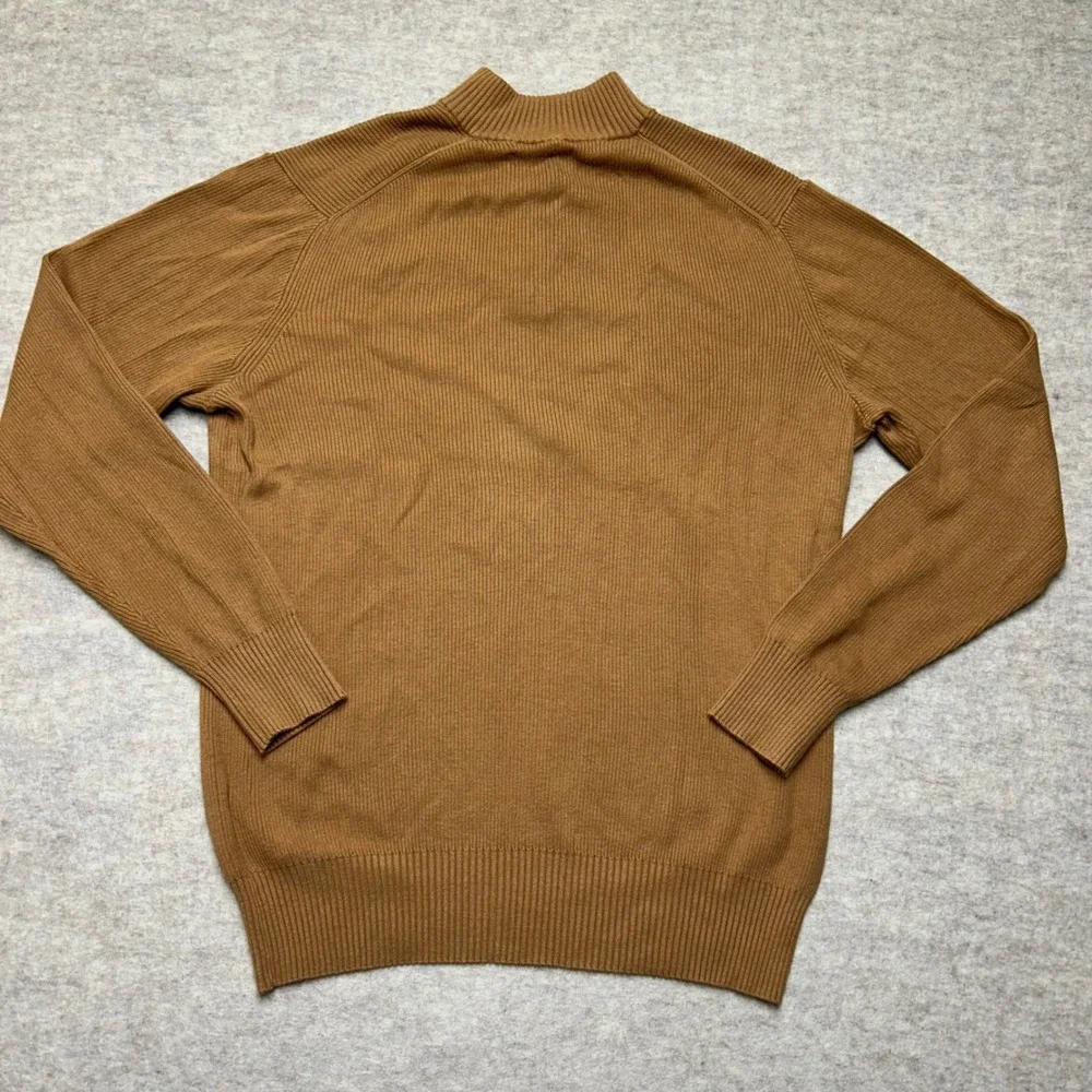 Tommy John Mens L/G Brown 1/4‎ Zip Mock Neck Long Sleeve Sweater Knit Pullover